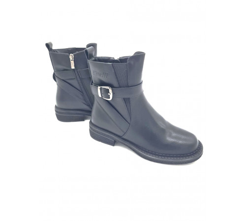 Полусапоги кожа байка женские мягкие удобно на полную ногу Evalli b877 0359 Черный 