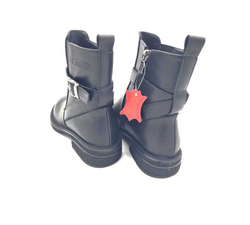 Полусапоги кожа байка женские мягкие удобно на полную ногу Evalli b877 0359 Черный 