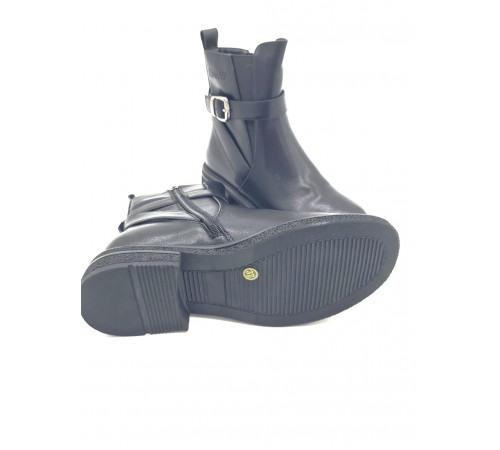 Полусапоги кожа байка женские мягкие удобно на полную ногу Evalli b877 0359 Черный 