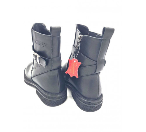 Полусапоги кожа байка женские мягкие удобно на полную ногу Evalli b877 0359 Черный 