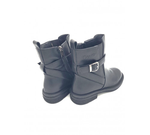 Полусапоги кожа байка женские мягкие удобно на полную ногу Evalli b877 0359 Черный 