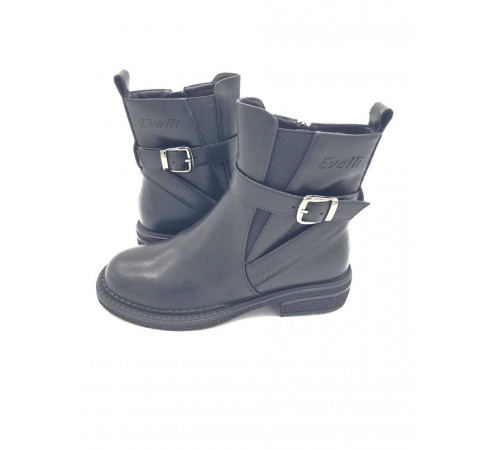 Полусапоги кожа байка женские мягкие удобно на полную ногу Evalli b877 0359 Черный 