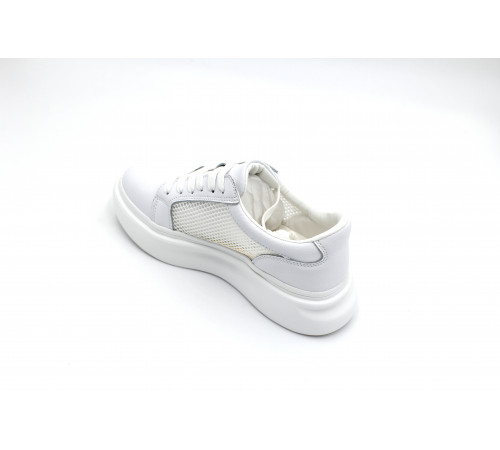 Кросовки кожа летние женские шнурки Evalli a29h07 белый