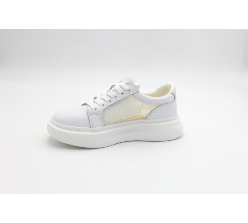 Кросовки кожа летние женские шнурки Evalli a29h07 белый