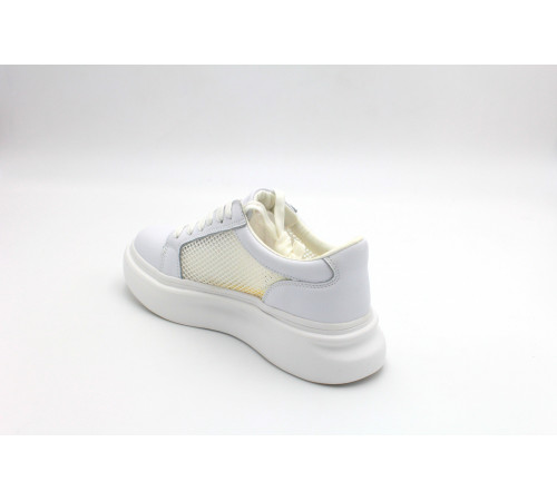 Кросовки кожа летние женские шнурки Evalli a29h07 белый