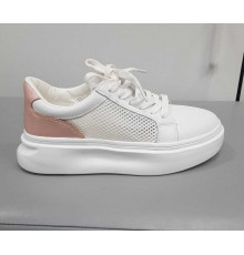 Кросовки кожа летние женские шнурки Evalli a29h07 белый