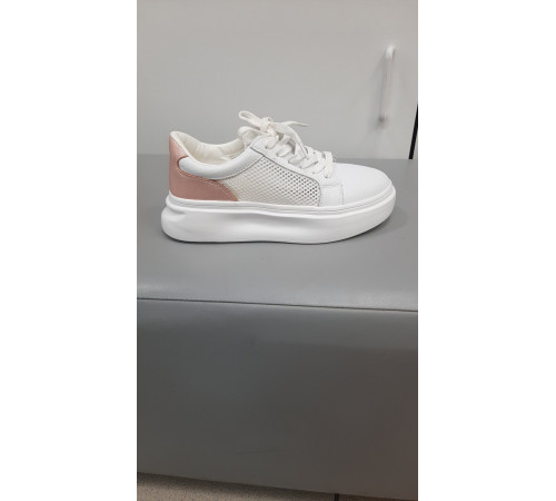 Кросовки кожа летние женские шнурки Evalli a29h07 белый