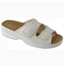 Сабо женские открытый нос на липучках ткань летние Adanex 16743 Белые