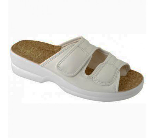 Сабо женские открытый нос на липучках ткань летние Adanex 16743 Белые