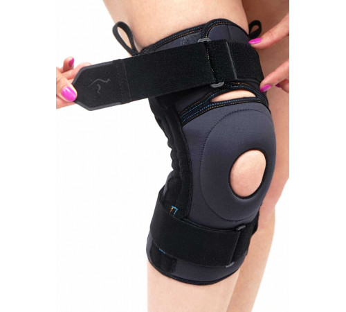 Бандаж на коленный сустав полуразъемный с кольцом, пружинными вставками и ремнями кс 613