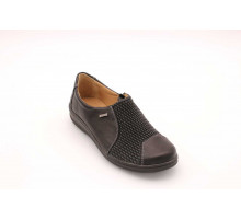 Ботинки кожа осенние женские летние на косточку на широкую ногу Evalli 714 01 Чёрный стрейч вставки