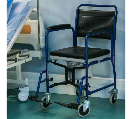 Кресло стул туалет с санитарным оснащением на колесах Армед h009b