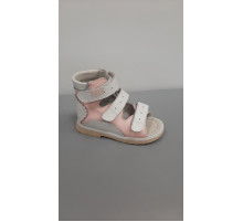 Сандали Ортодон на девочку жесткий задник без супинатора розово-белый 2333-2